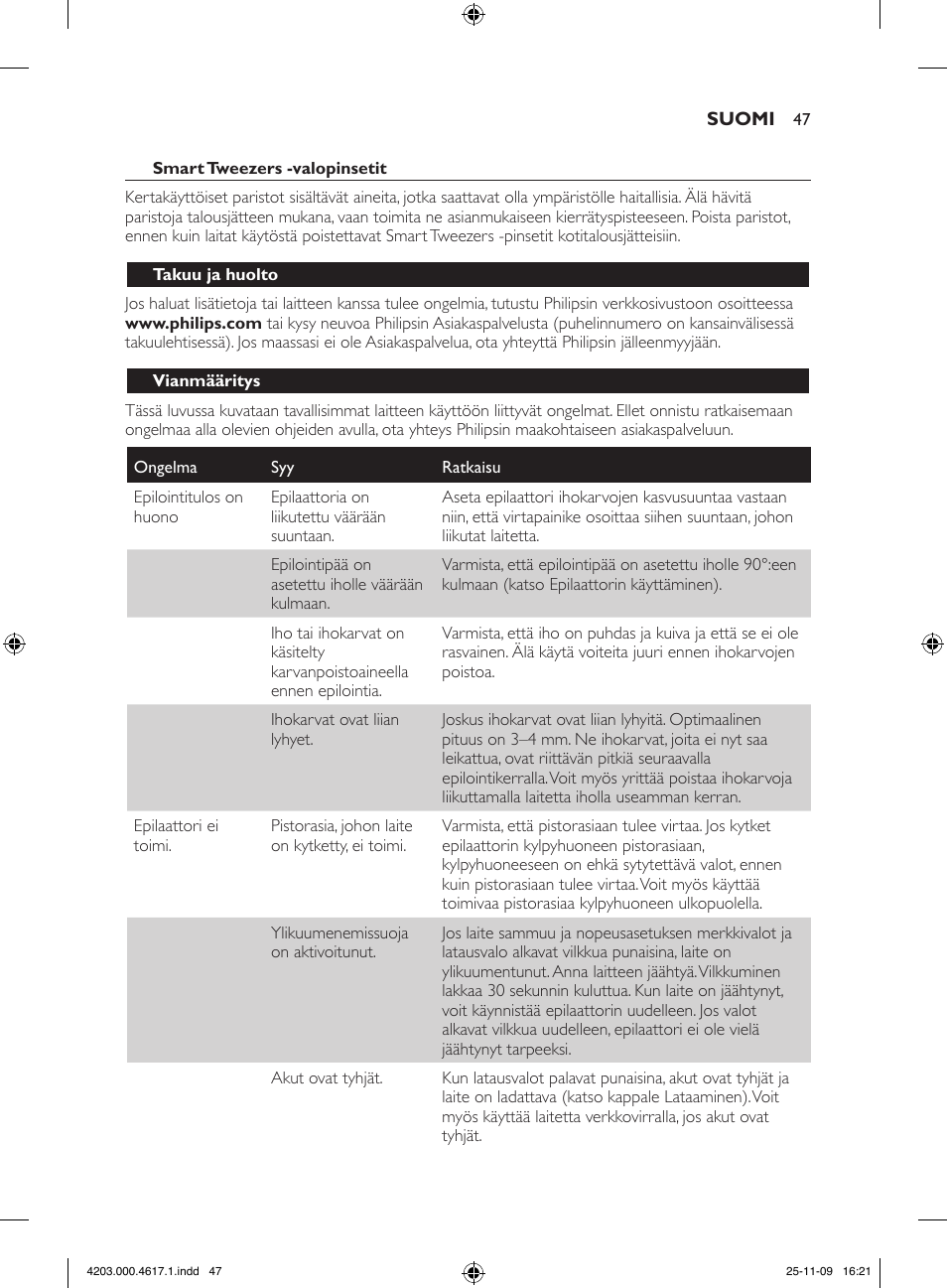Philips SatinPerfect Epilierer User Manual | Page 47 / 108