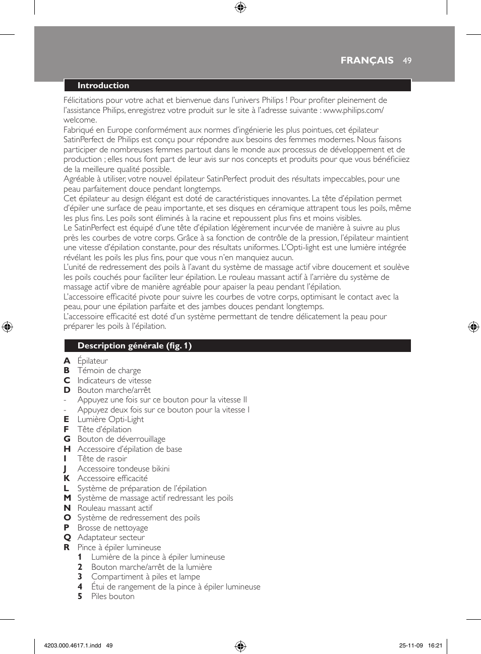 Philips SatinPerfect Epilierer User Manual | Page 49 / 108