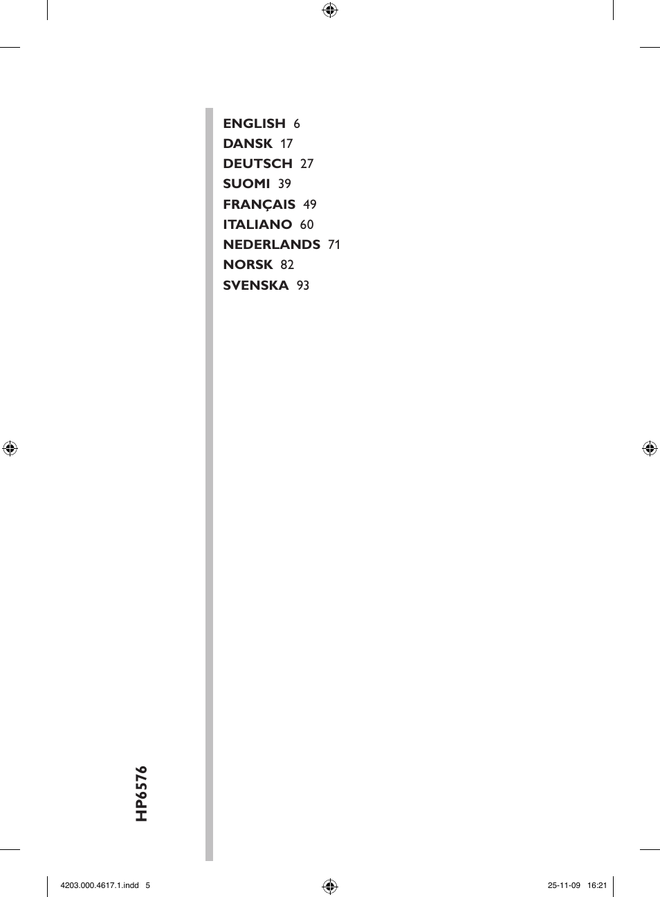 Hp6576 | Philips SatinPerfect Epilierer User Manual | Page 5 / 108