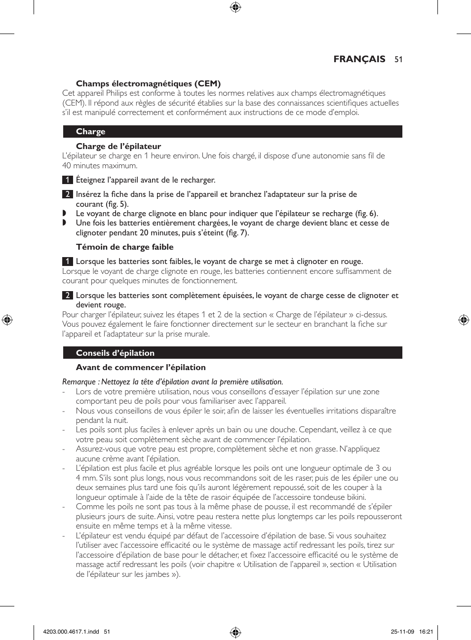 Philips SatinPerfect Epilierer User Manual | Page 51 / 108