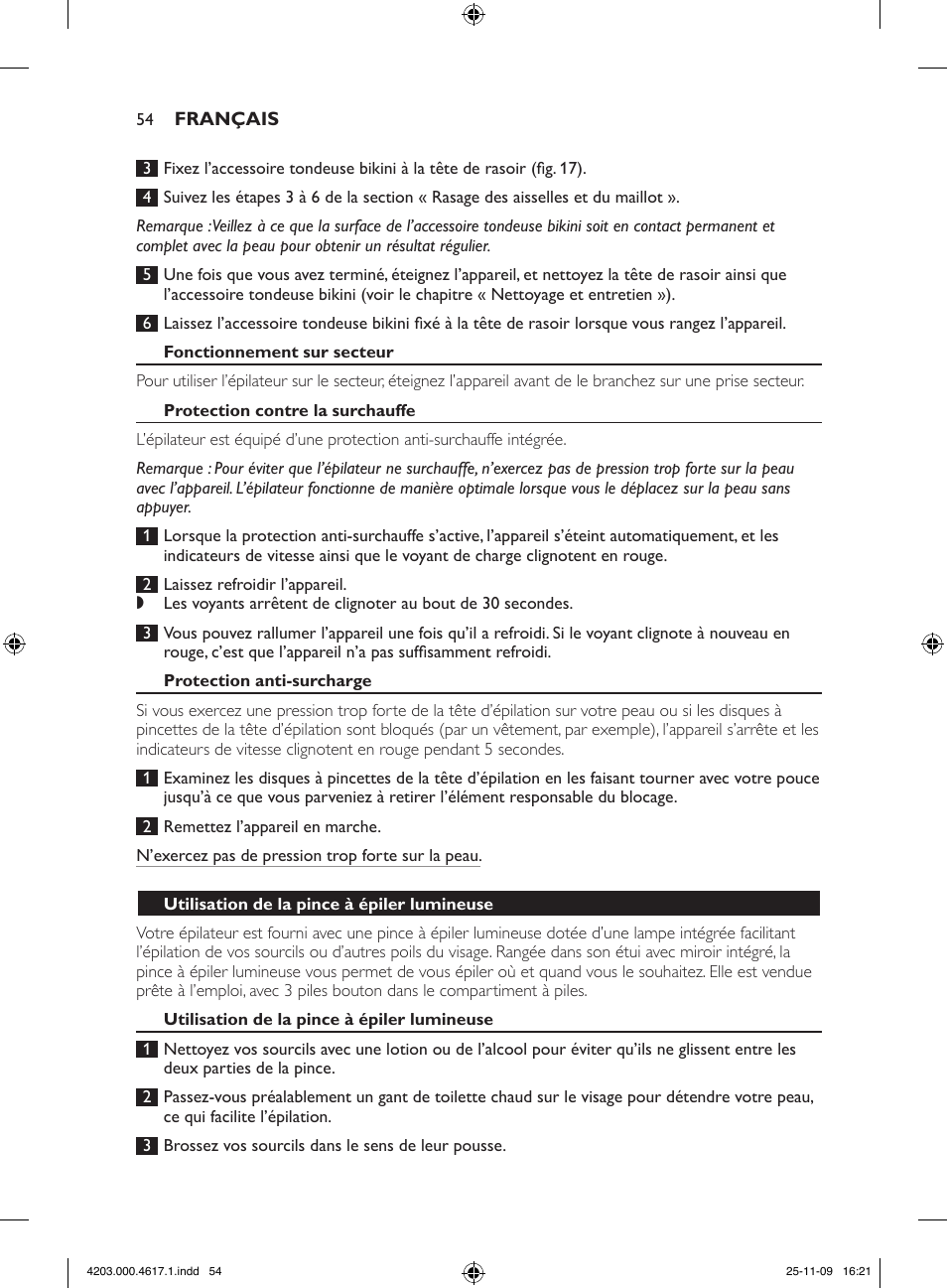 Philips SatinPerfect Epilierer User Manual | Page 54 / 108