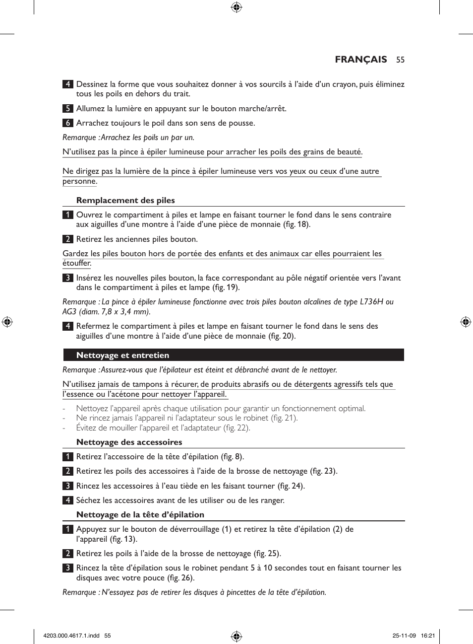 Philips SatinPerfect Epilierer User Manual | Page 55 / 108