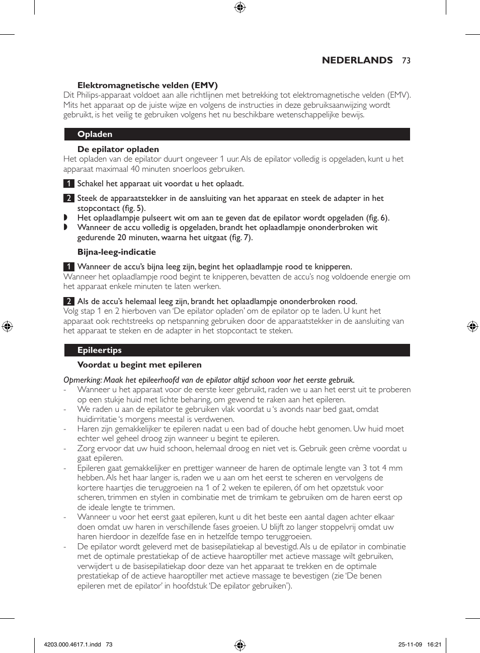 Philips SatinPerfect Epilierer User Manual | Page 73 / 108