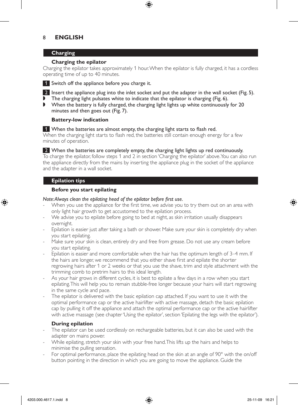 Philips SatinPerfect Epilierer User Manual | Page 8 / 108