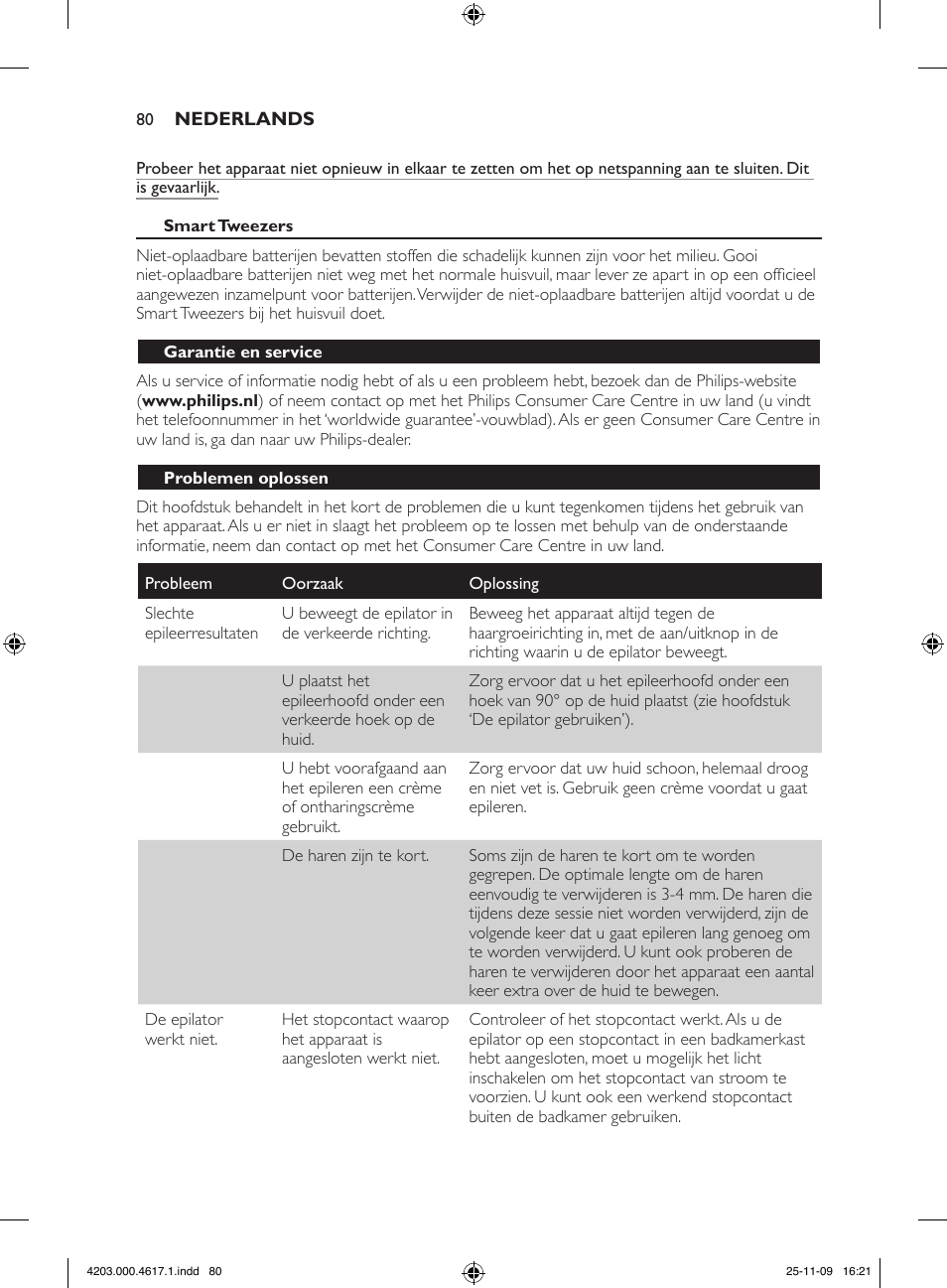Philips SatinPerfect Epilierer User Manual | Page 80 / 108