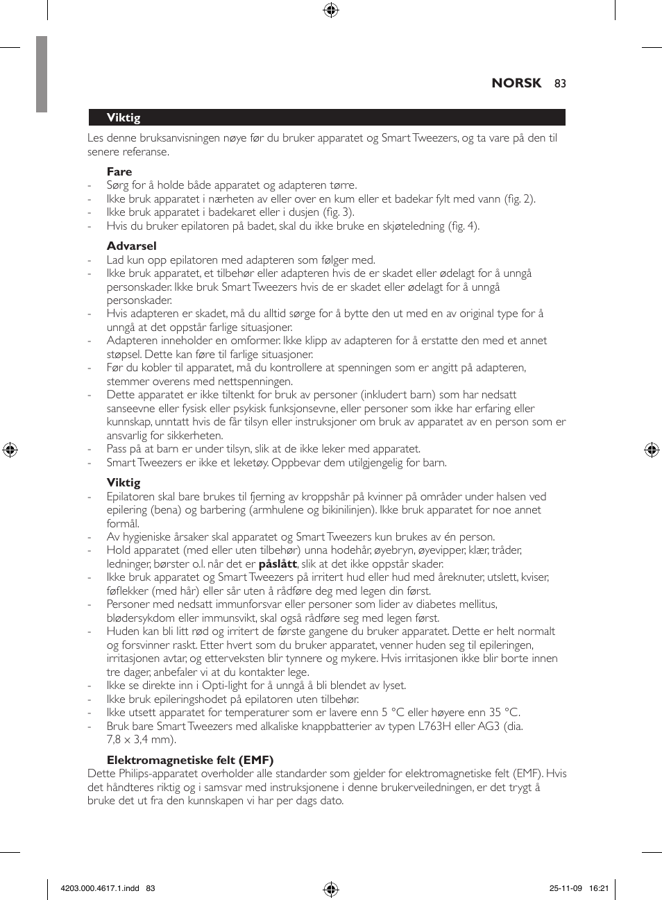 Philips SatinPerfect Epilierer User Manual | Page 83 / 108