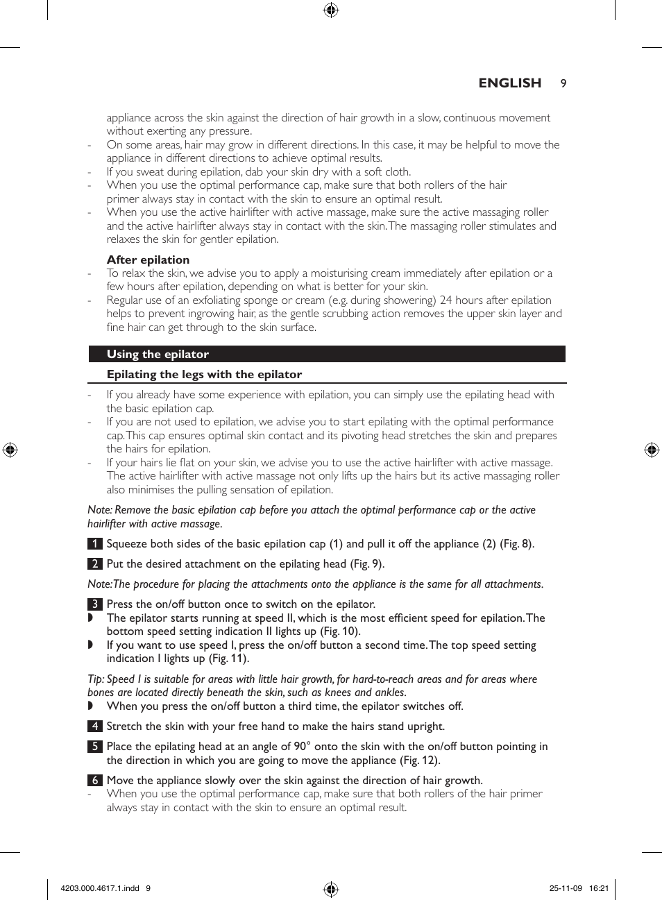 Philips SatinPerfect Epilierer User Manual | Page 9 / 108