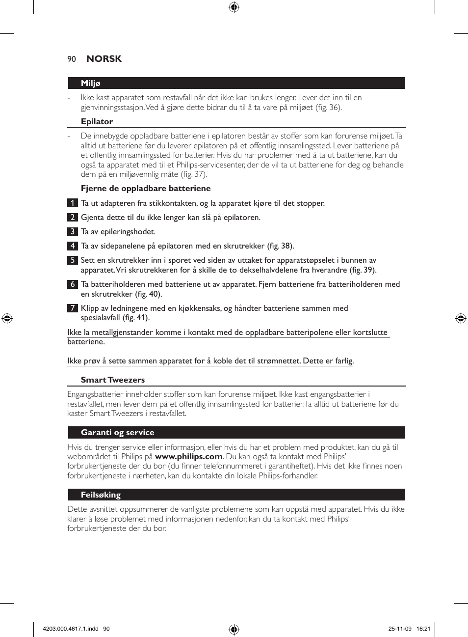 Philips SatinPerfect Epilierer User Manual | Page 90 / 108