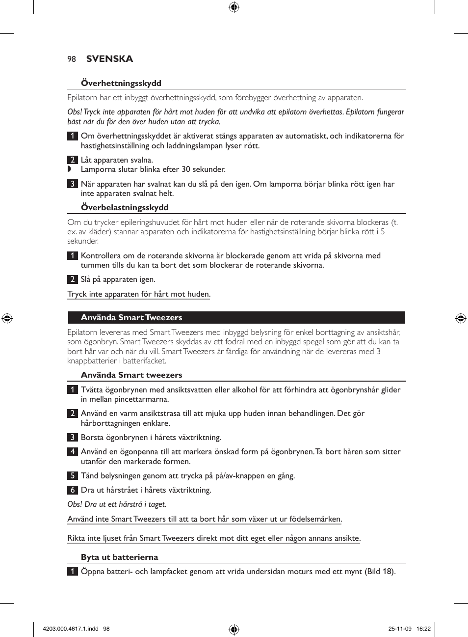 Philips SatinPerfect Epilierer User Manual | Page 98 / 108