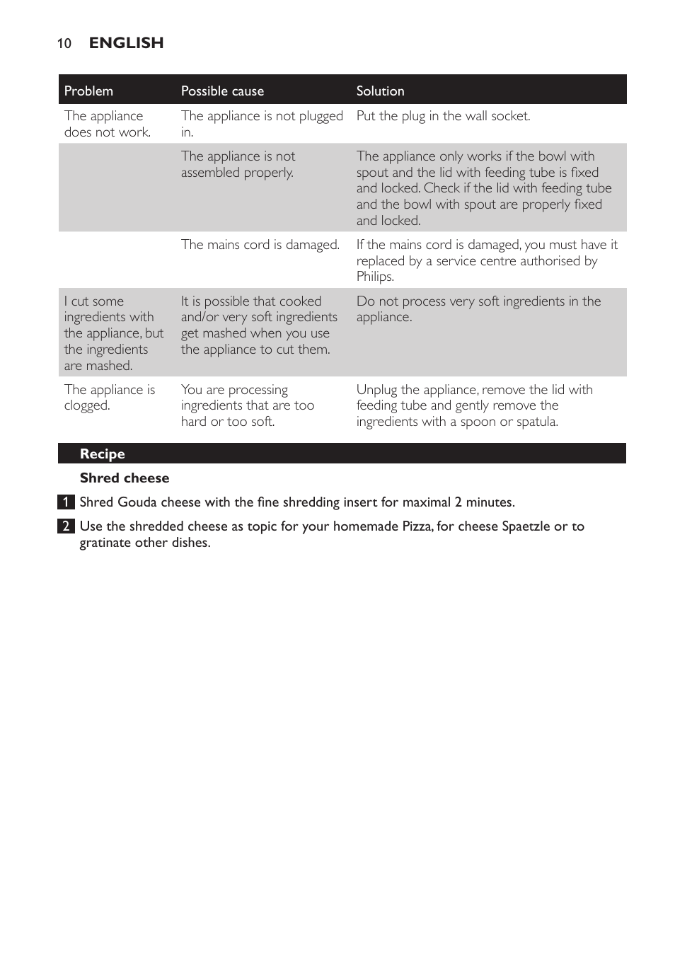 Philips Jamie Oliver Schneideturm User Manual | Page 10 / 52