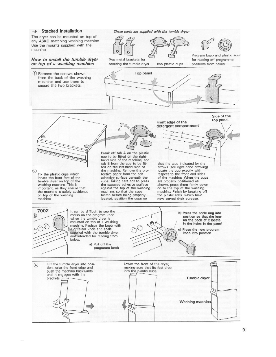 Stacked installation | ASKO 7003 User Manual | Page 9 / 12
