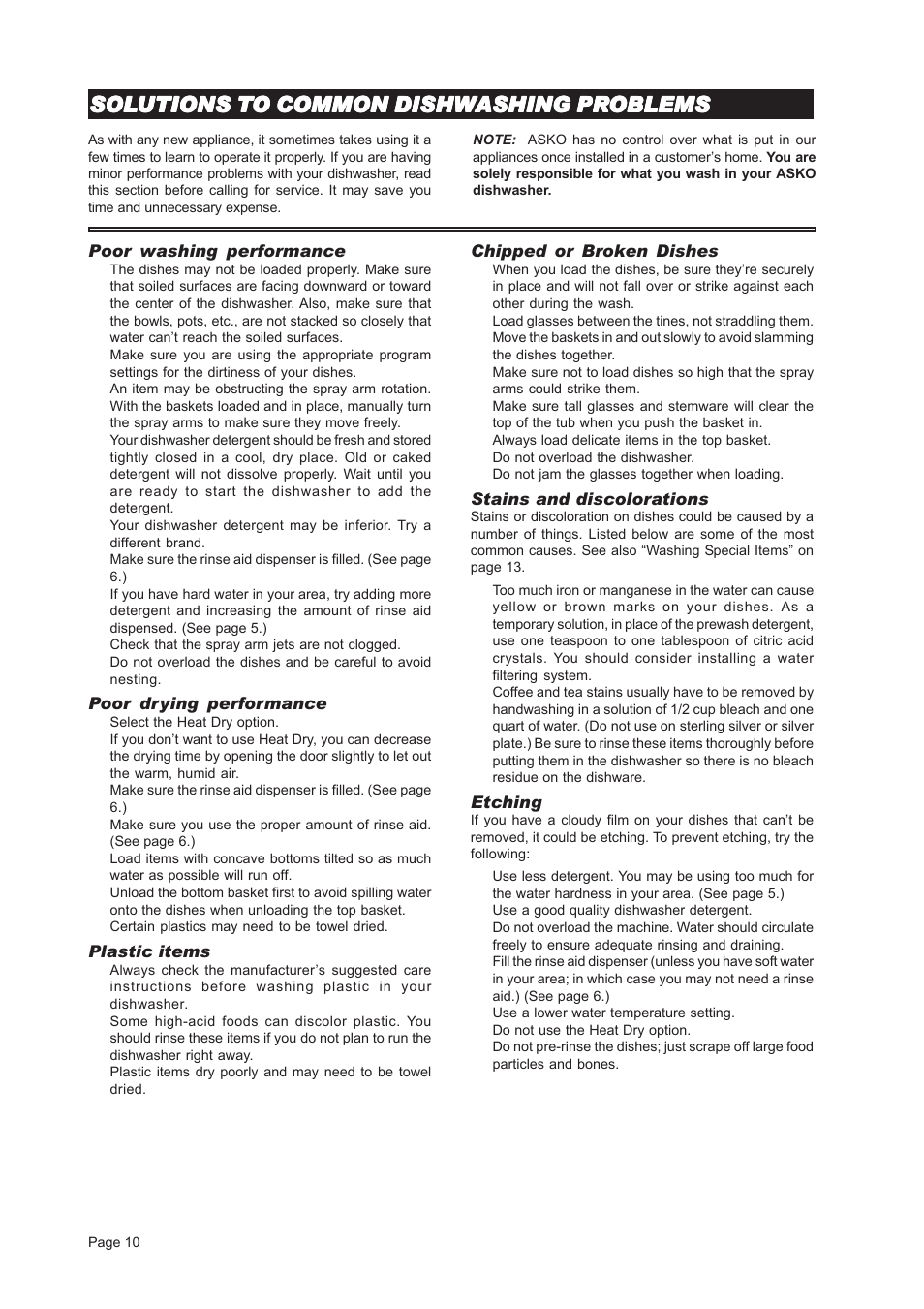 ASKO D3121 User Manual | Page 10 / 16