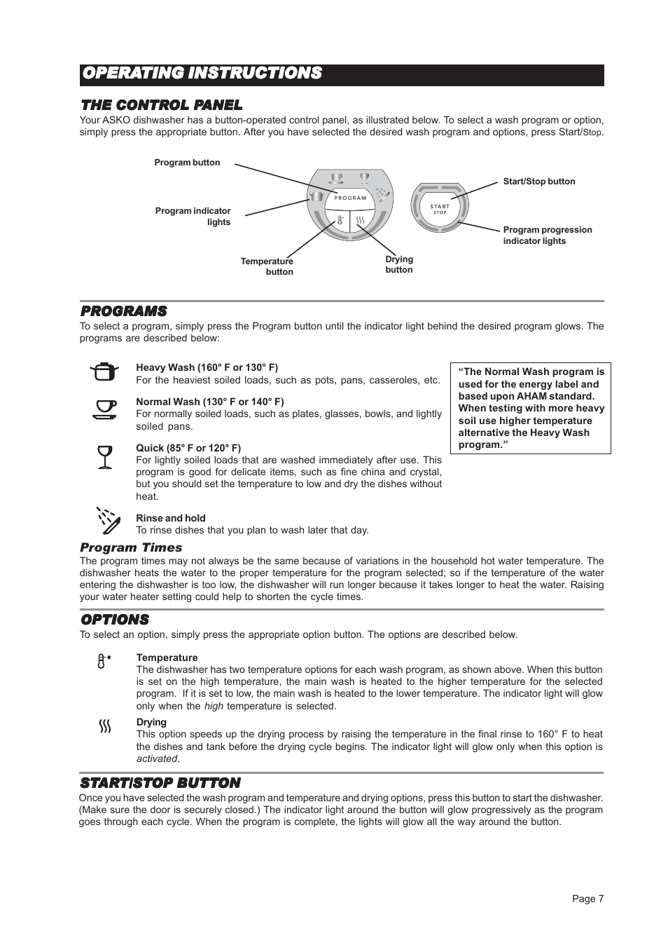 Opera | ASKO D3121 User Manual | Page 7 / 16