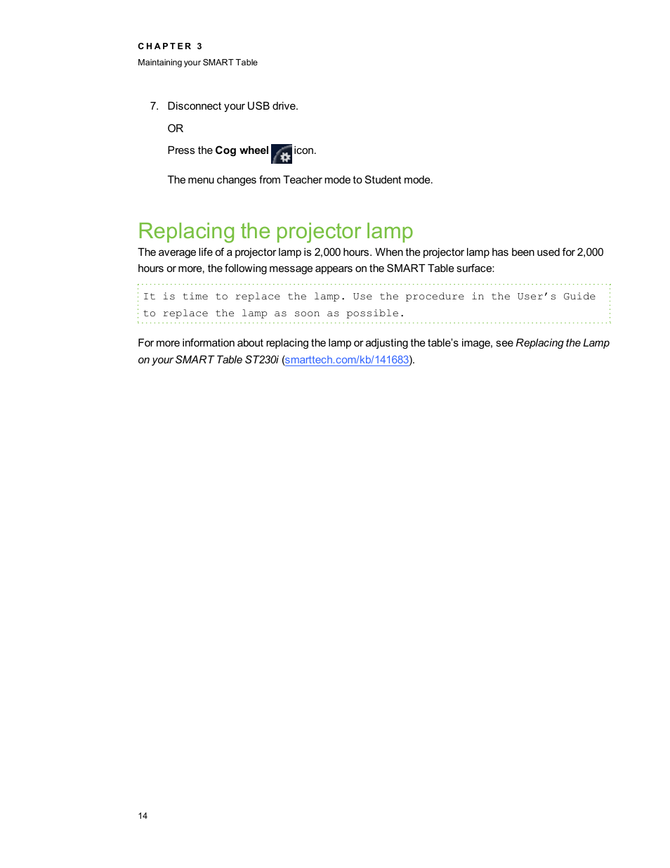 Replacing the projector lamp | Smart Technologies SMART Table 230i User Manual | Page 20 / 36