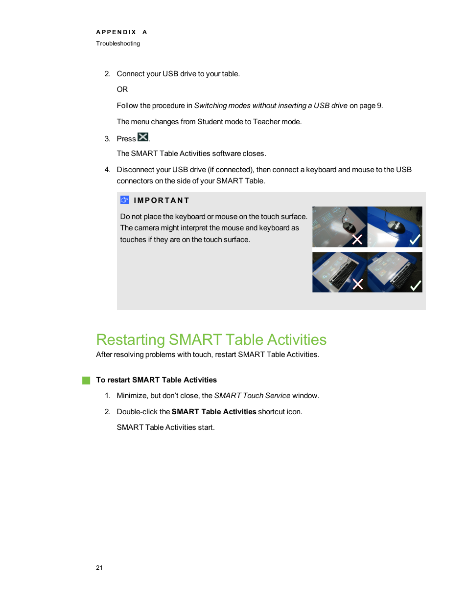 Restarting smart table activities | Smart Technologies SMART Table 230i User Manual | Page 27 / 36