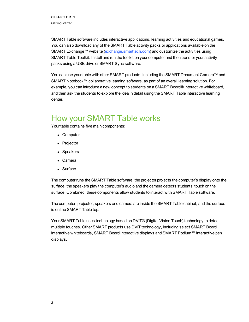 How your smart table works | Smart Technologies SMART Table 230i User Manual | Page 8 / 36