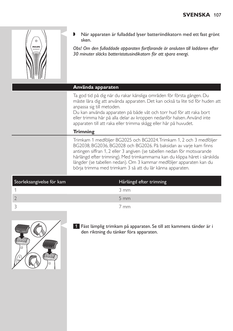 Philips BODYGROOM Series 5000 Bodygroom User Manual | Page 107 / 126