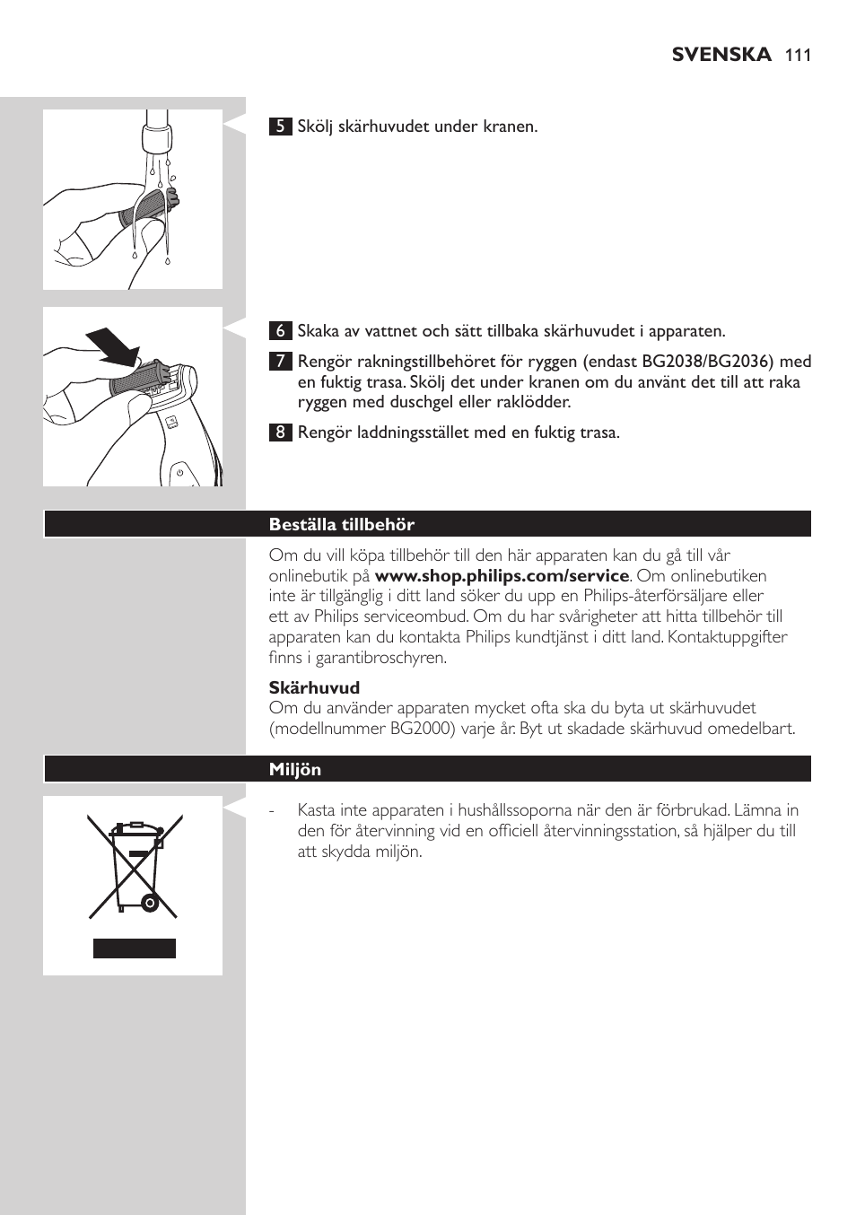 Philips BODYGROOM Series 5000 Bodygroom User Manual | Page 111 / 126