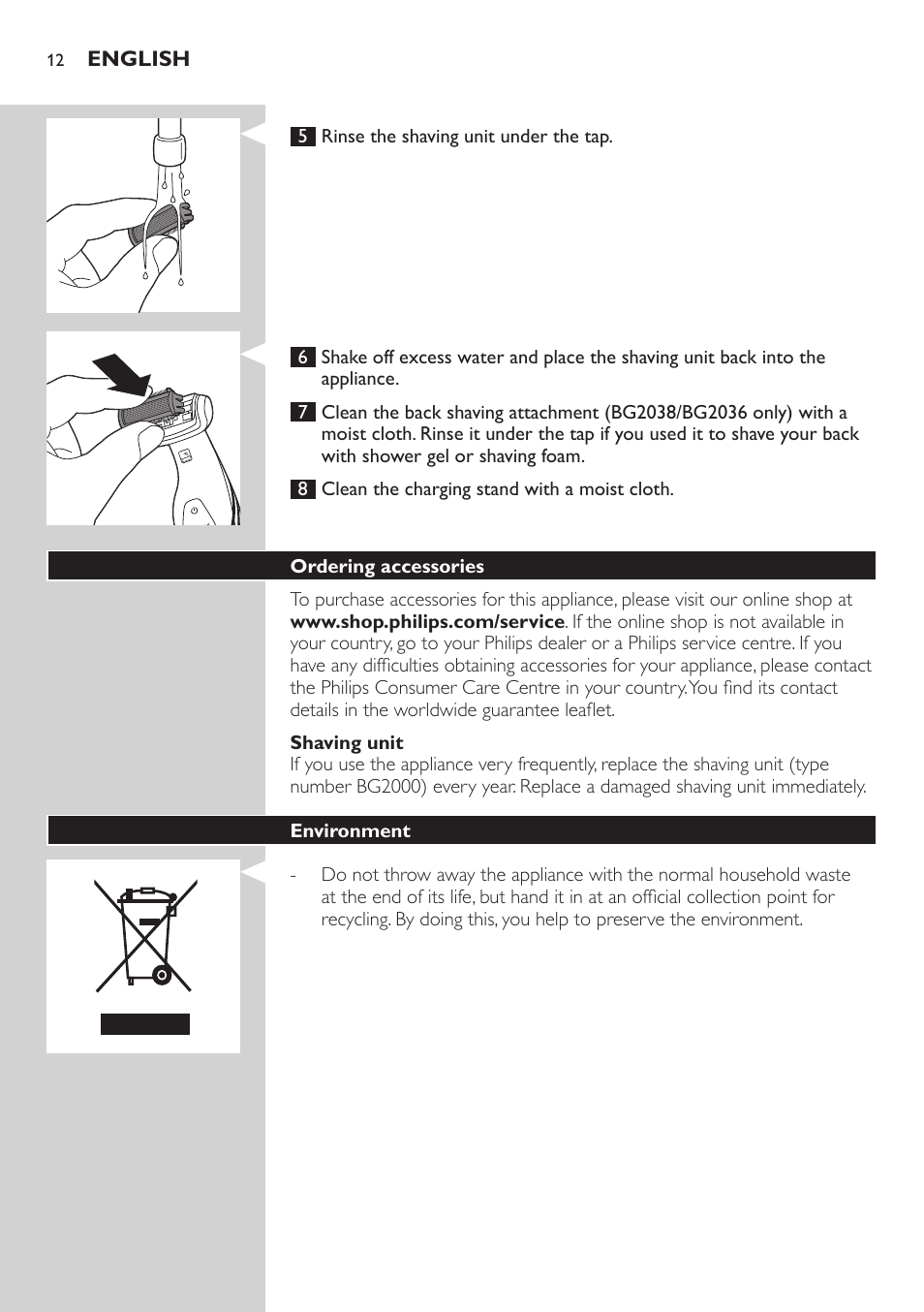 Philips BODYGROOM Series 5000 Bodygroom User Manual | Page 12 / 126