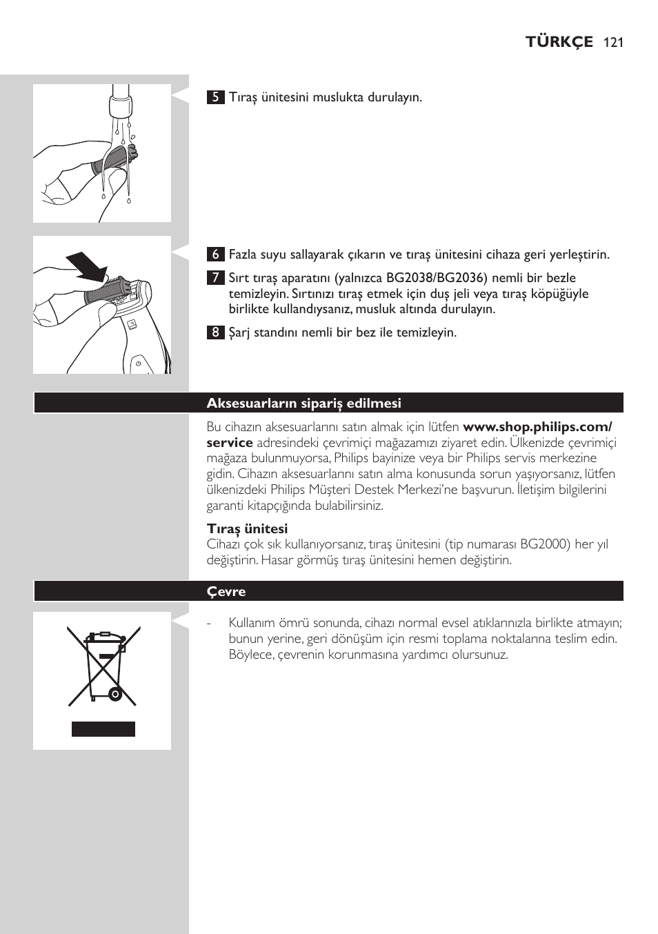 Philips BODYGROOM Series 5000 Bodygroom User Manual | Page 121 / 126