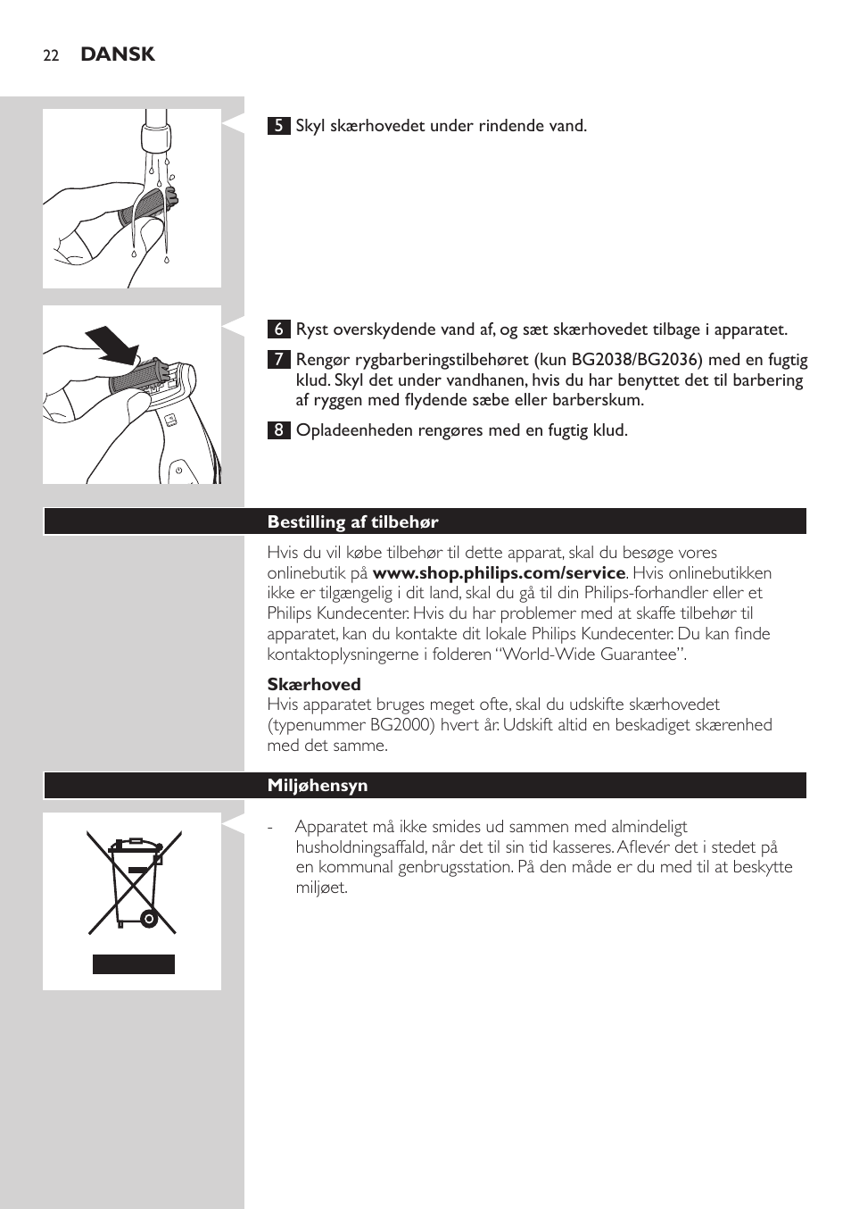 Philips BODYGROOM Series 5000 Bodygroom User Manual | Page 22 / 126