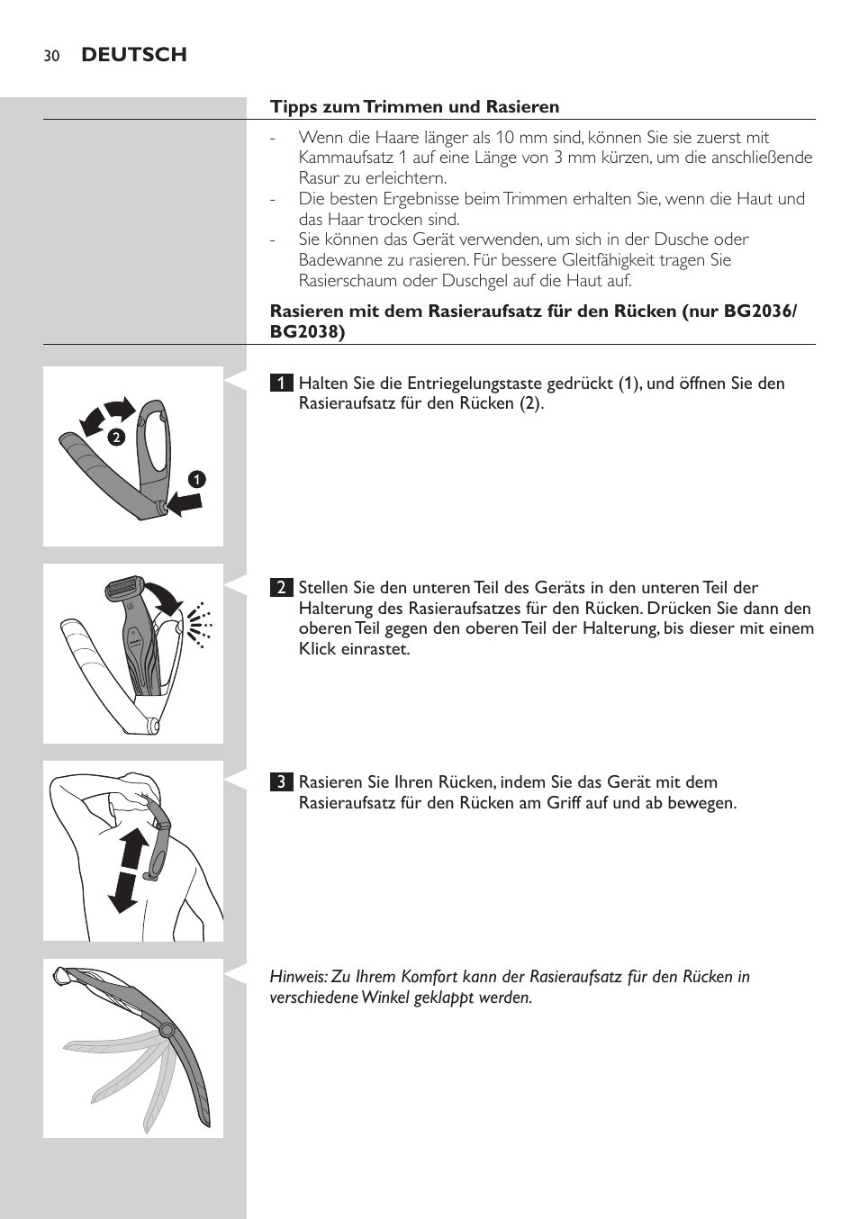 Philips BODYGROOM Series 5000 Bodygroom User Manual | Page 30 / 126