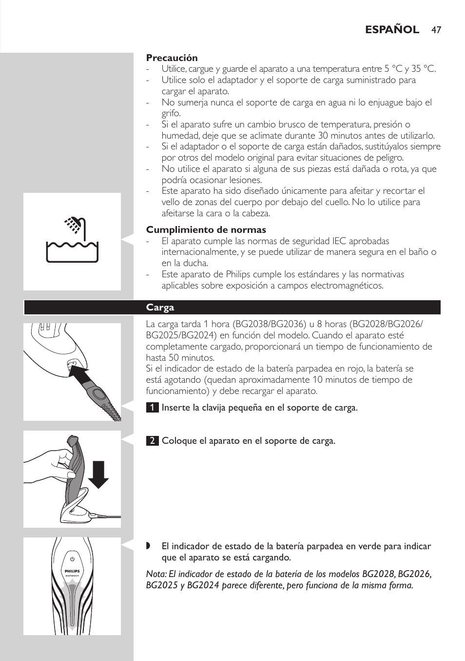 Philips BODYGROOM Series 5000 Bodygroom User Manual | Page 47 / 126