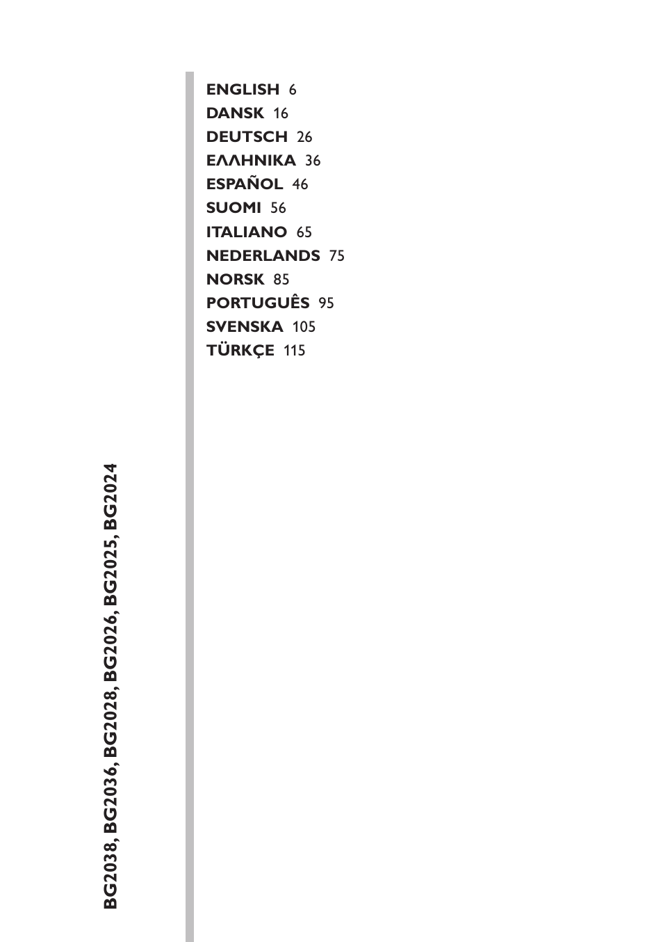 Table of cotnent | Philips BODYGROOM Series 5000 Bodygroom User Manual | Page 5 / 126