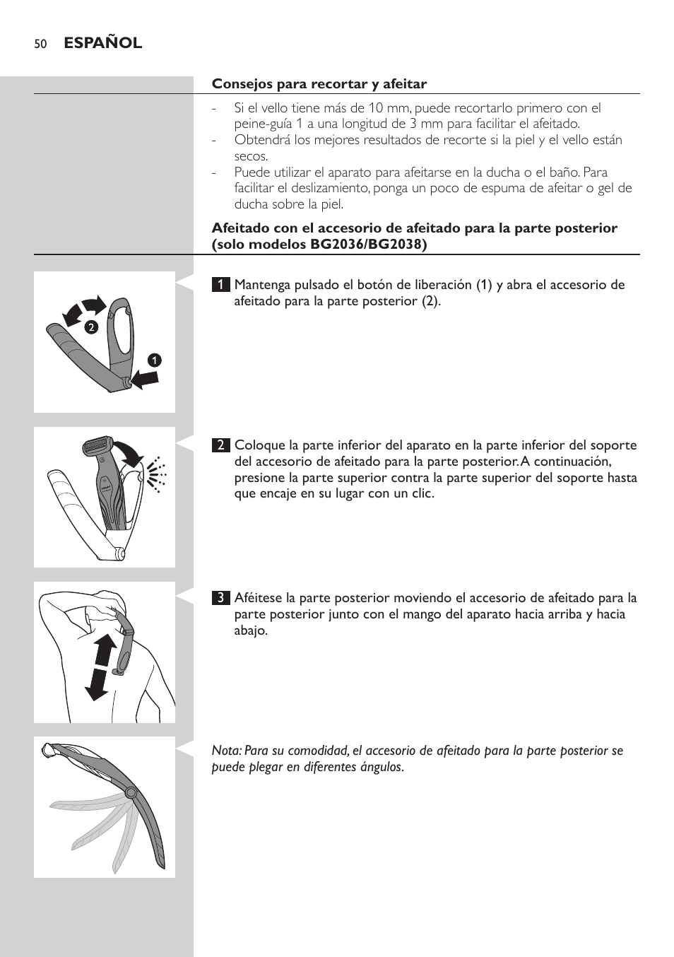 Philips BODYGROOM Series 5000 Bodygroom User Manual | Page 50 / 126