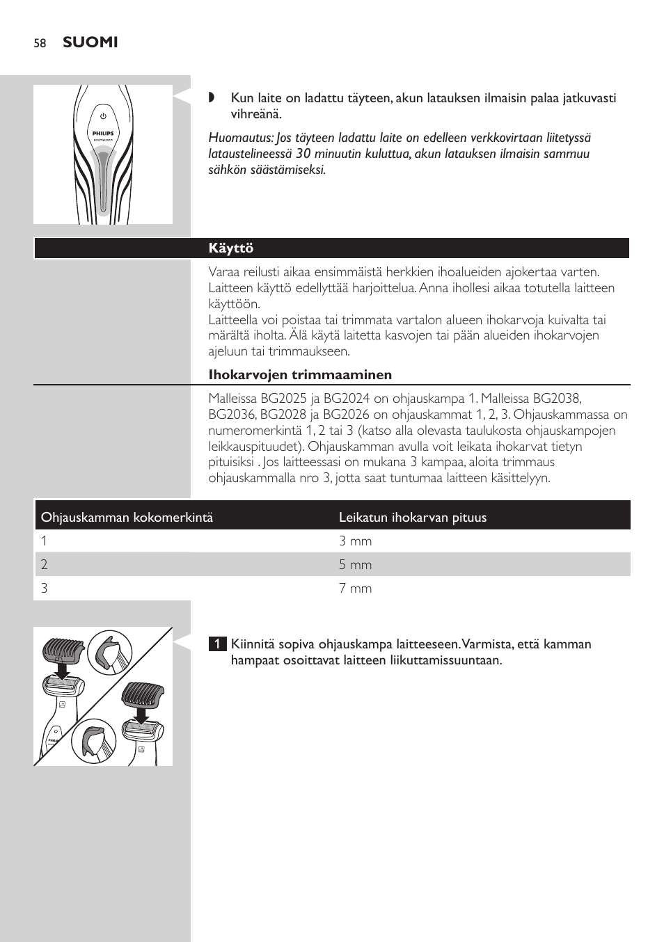 Philips BODYGROOM Series 5000 Bodygroom User Manual | Page 58 / 126