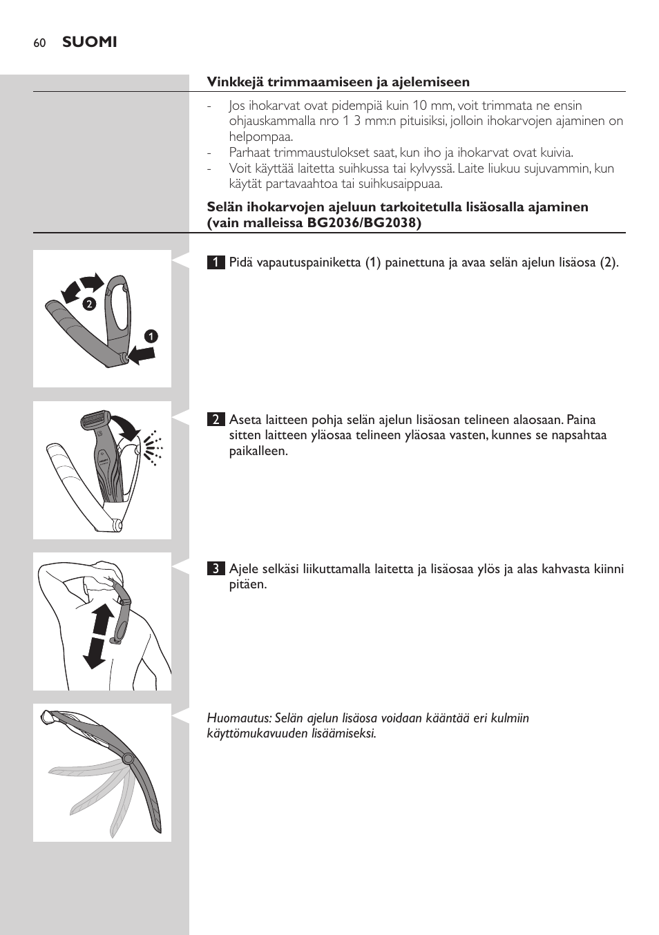 Philips BODYGROOM Series 5000 Bodygroom User Manual | Page 60 / 126