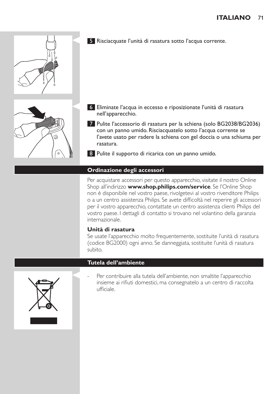 Philips BODYGROOM Series 5000 Bodygroom User Manual | Page 71 / 126