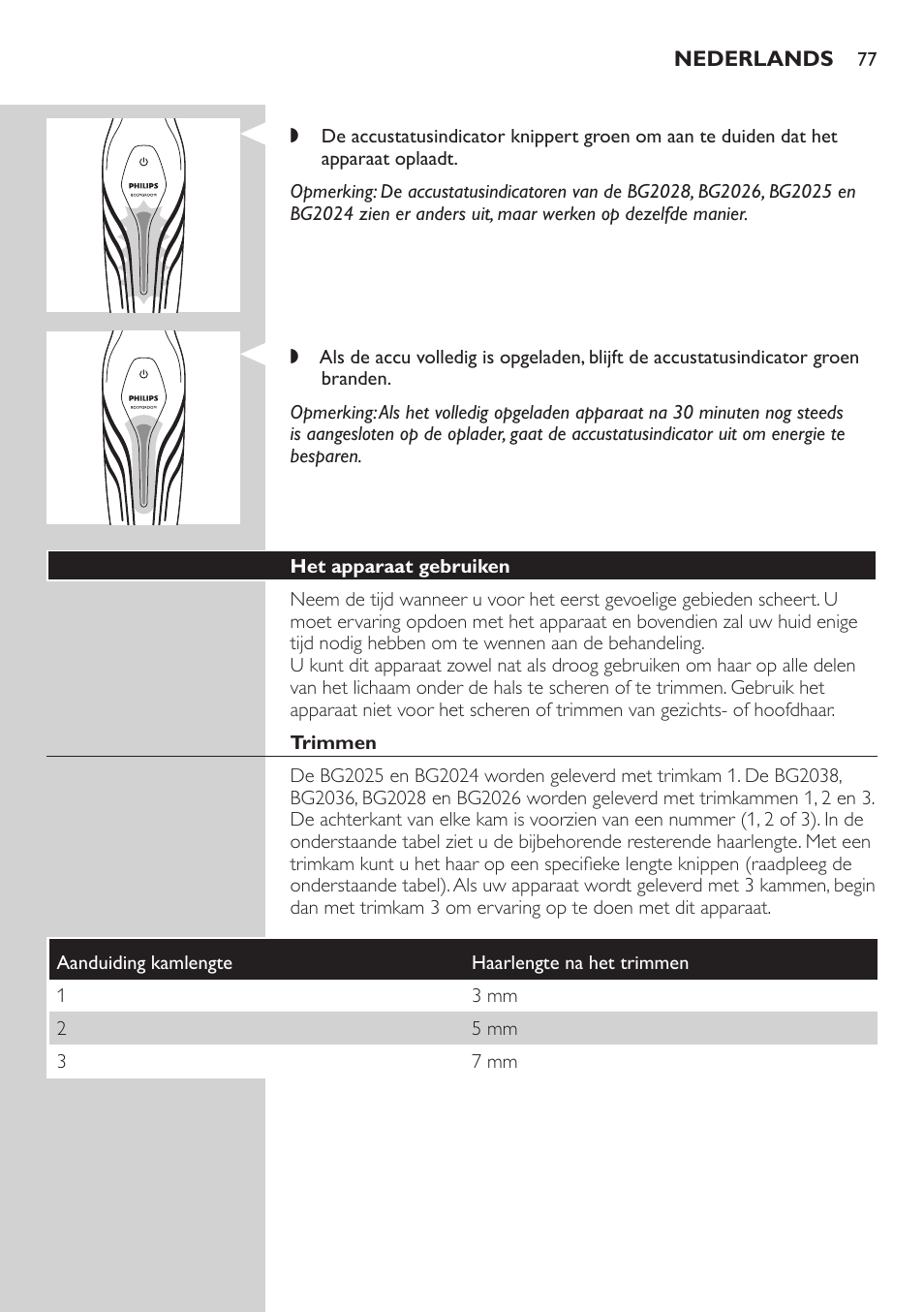 Philips BODYGROOM Series 5000 Bodygroom User Manual | Page 77 / 126