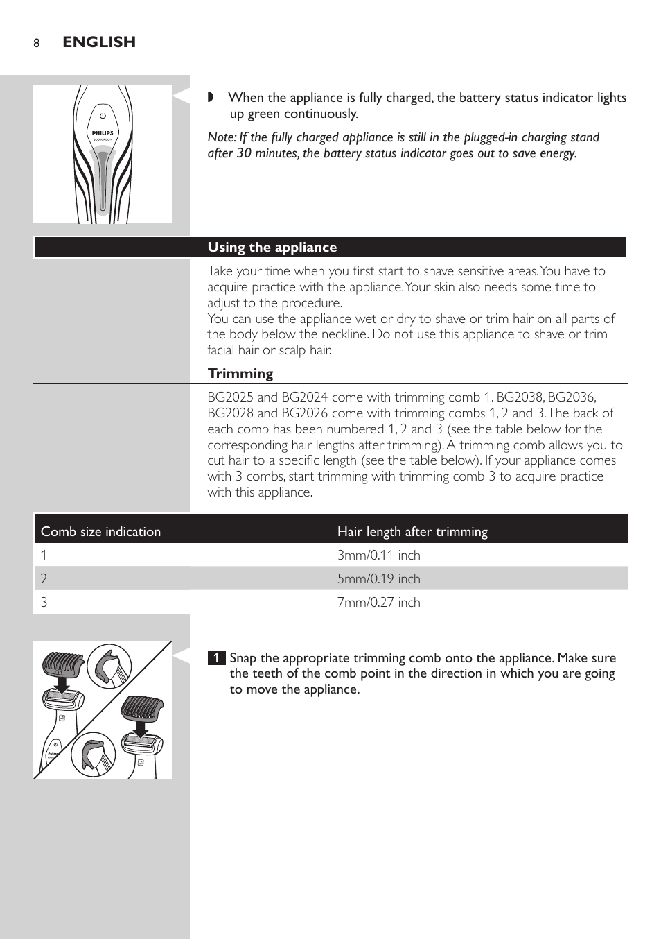 Philips BODYGROOM Series 5000 Bodygroom User Manual | Page 8 / 126