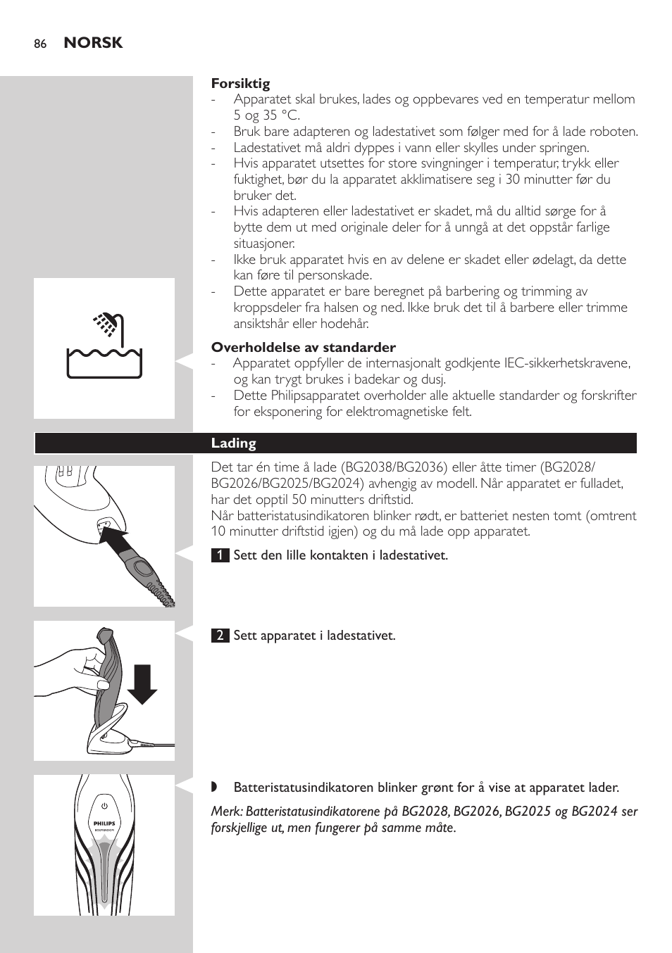 Philips BODYGROOM Series 5000 Bodygroom User Manual | Page 86 / 126