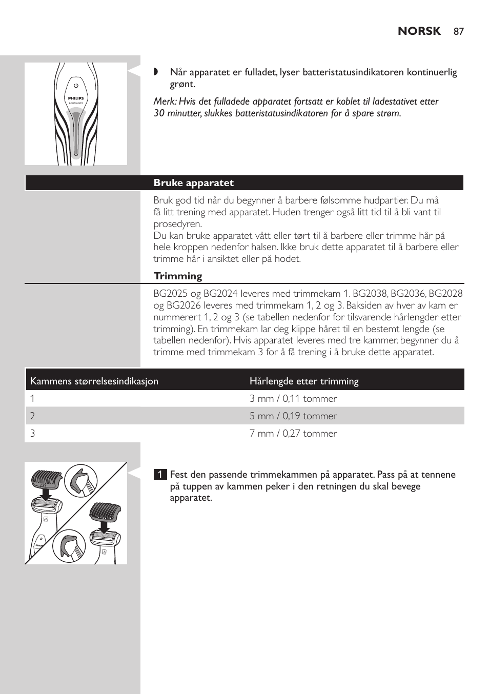 Philips BODYGROOM Series 5000 Bodygroom User Manual | Page 87 / 126