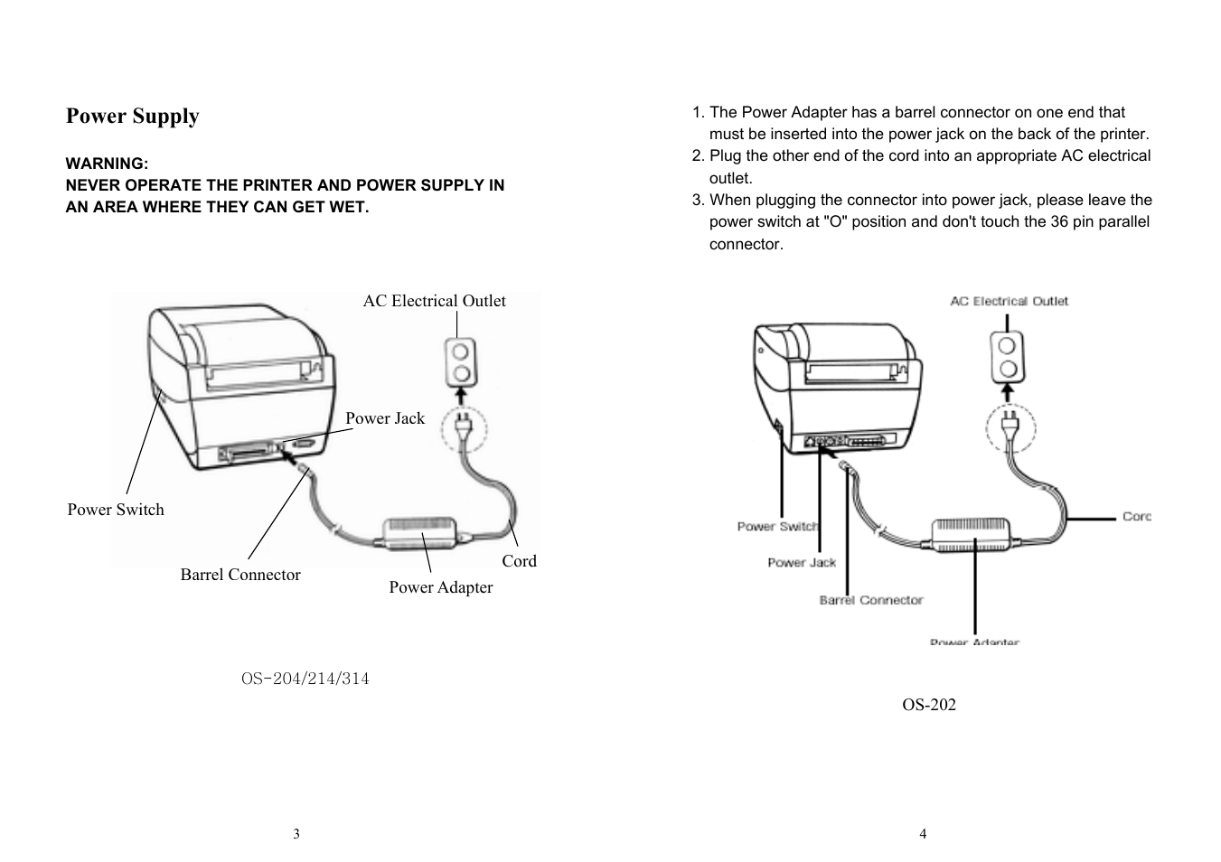 Power supply | Argox OS-214ZIP User Manual | Page 5 / 39