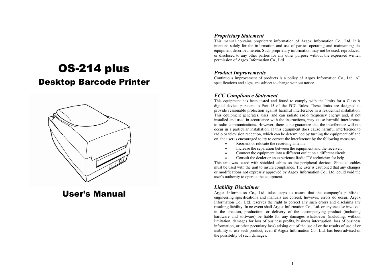 Argox OS-214 plus User Manual | 41 pages