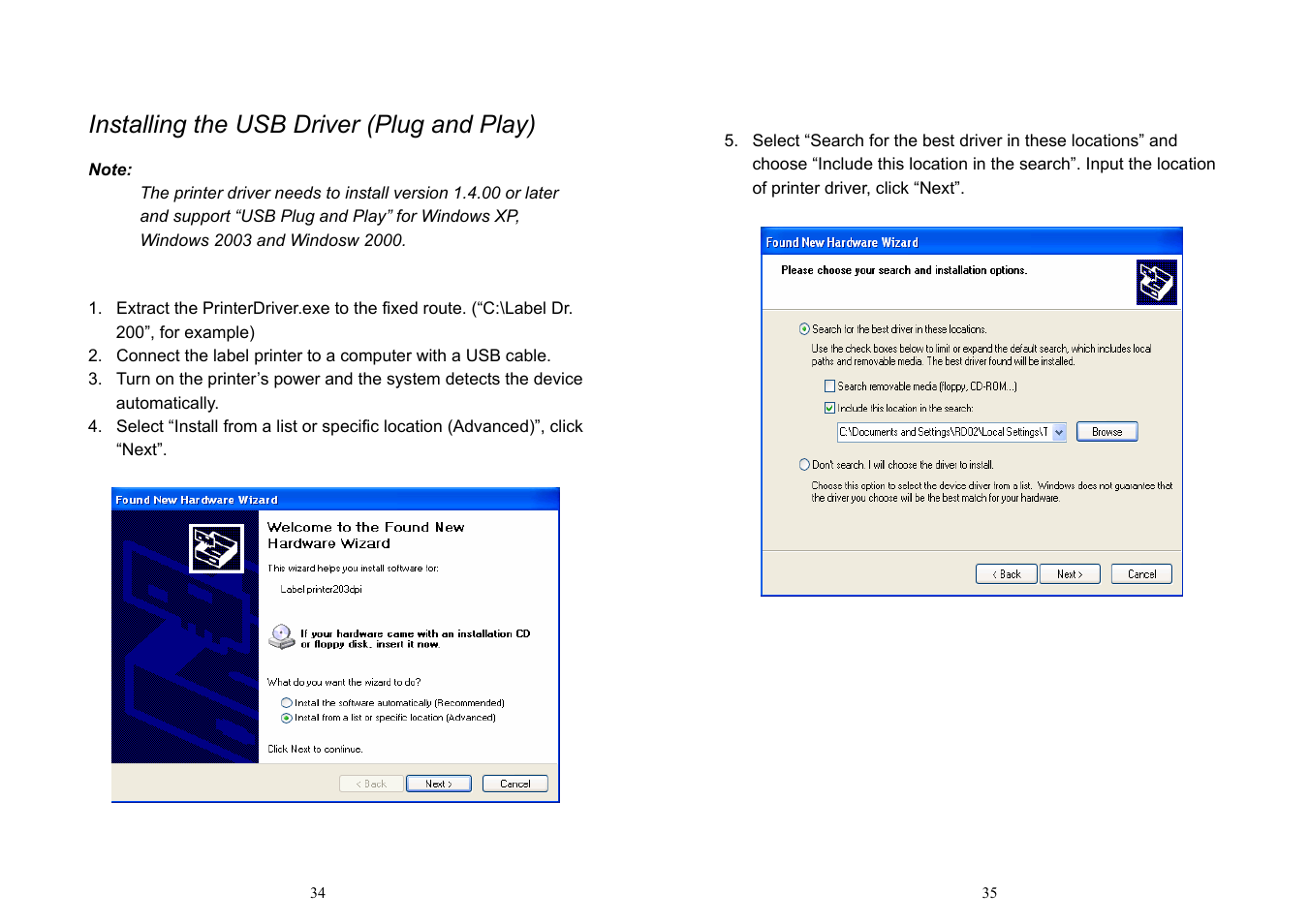 Installing the usb driver (plug and play) | Argox OS-214 plus User Manual | Page 20 / 41