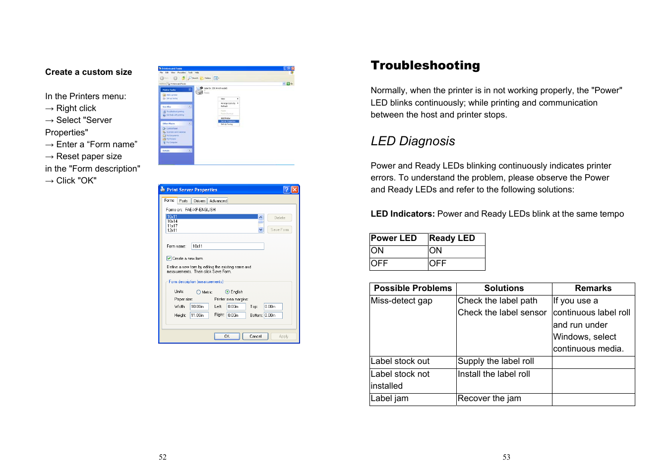 Led diagnosis, Troubleshooting | Argox OS-214 plus User Manual | Page 29 / 41