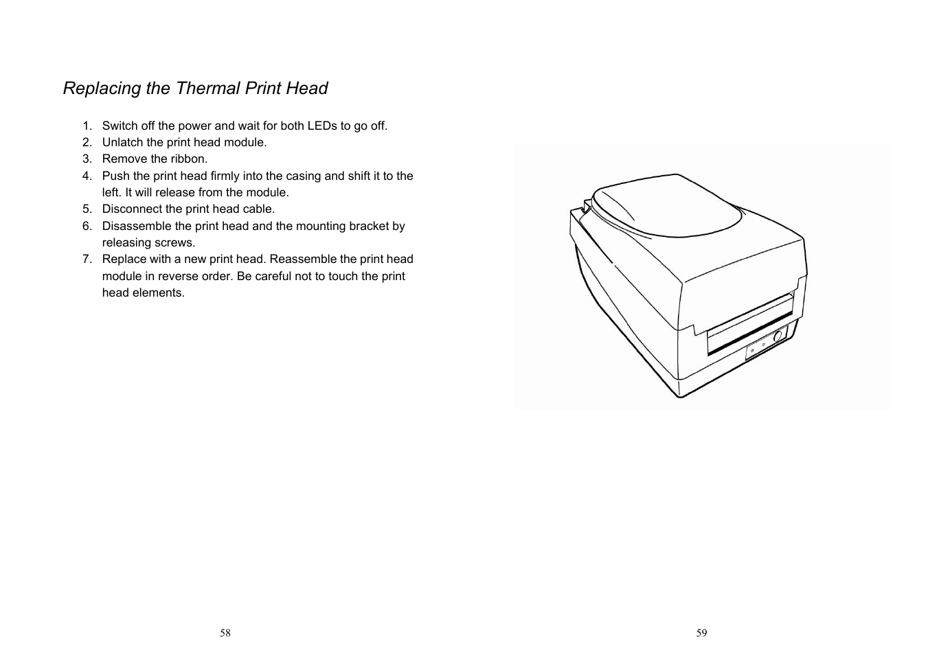 Replacing the thermal print head | Argox OS-214 plus User Manual | Page 32 / 41