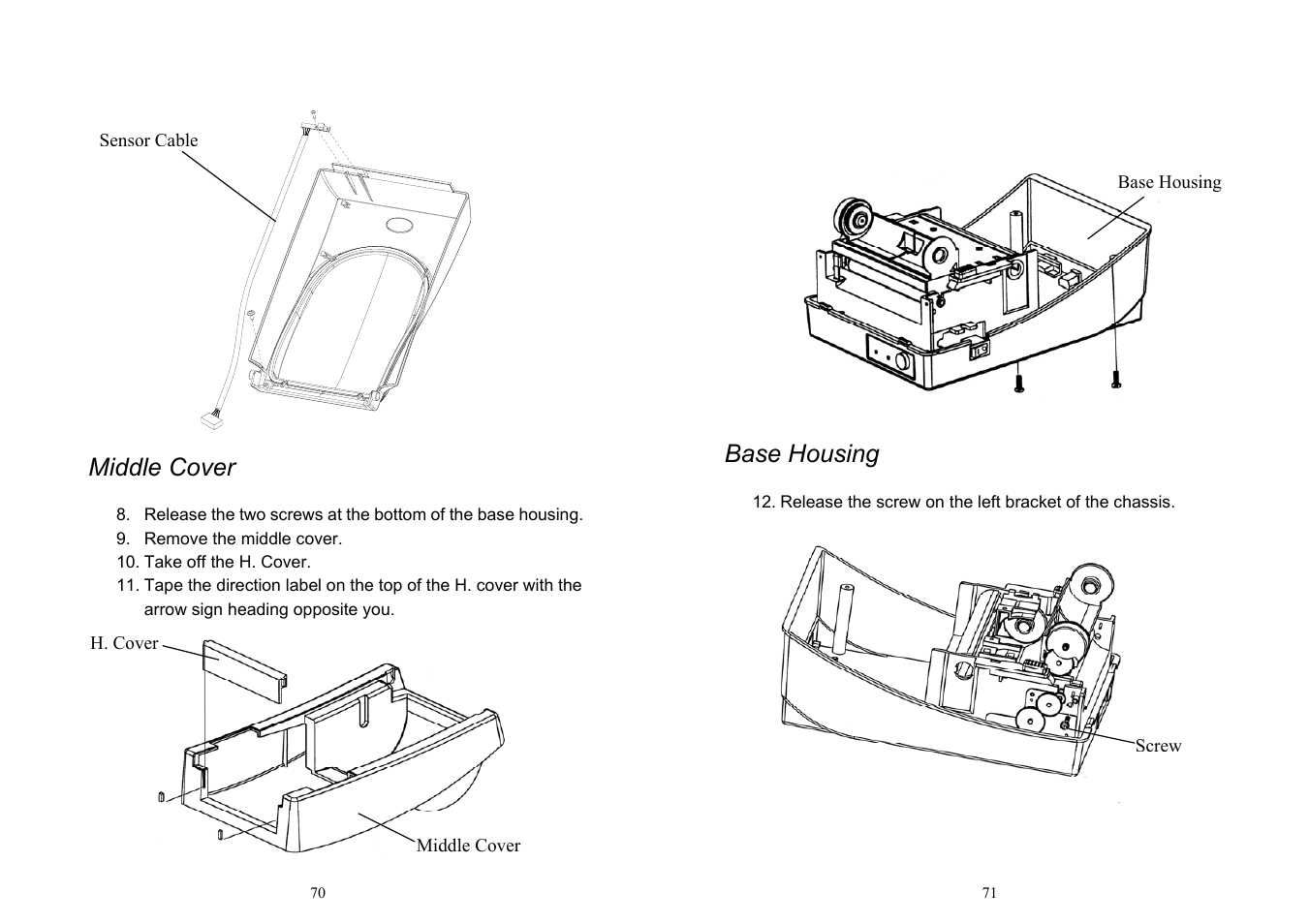 Middle cover, Base housing | Argox OS-214 plus User Manual | Page 38 / 41