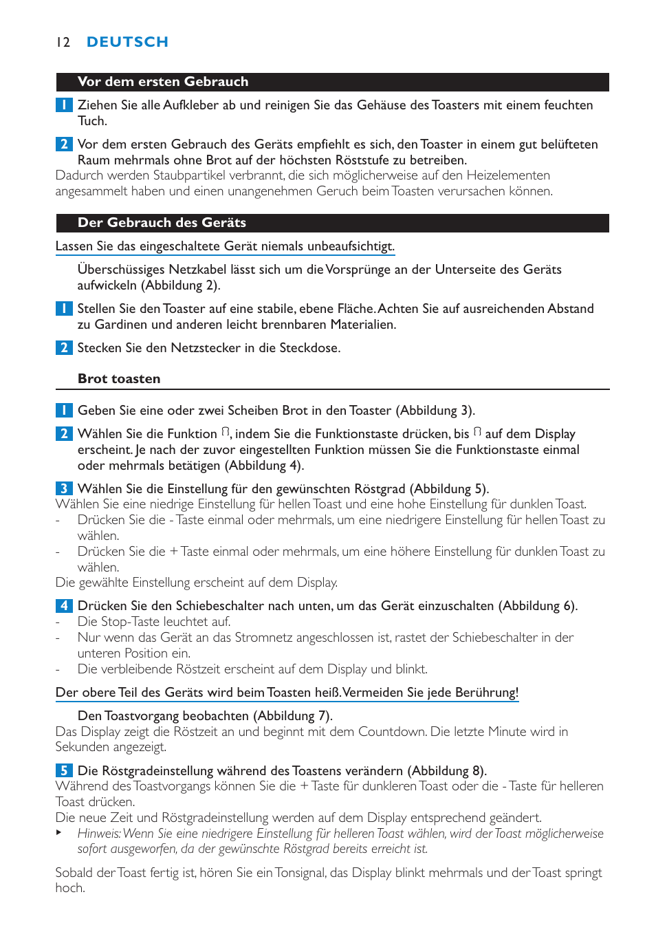 Philips Aluminium Collection Toaster User Manual | Page 12 / 80