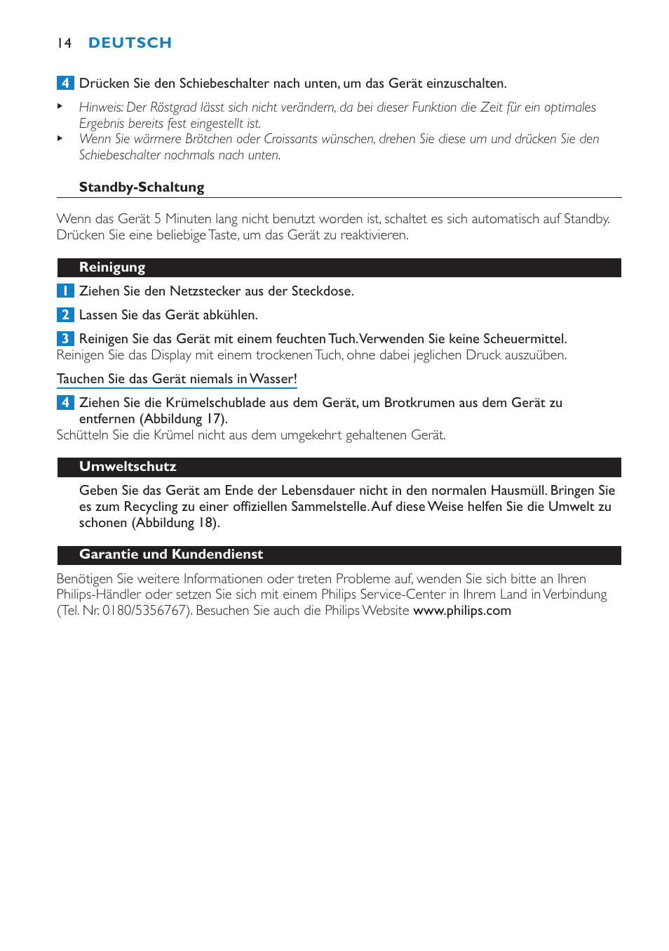 Philips Aluminium Collection Toaster User Manual | Page 14 / 80