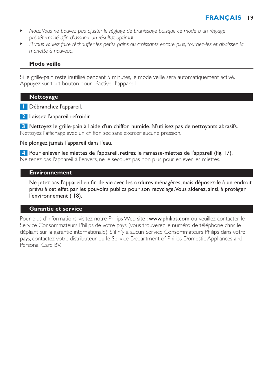 Philips Aluminium Collection Toaster User Manual | Page 19 / 80