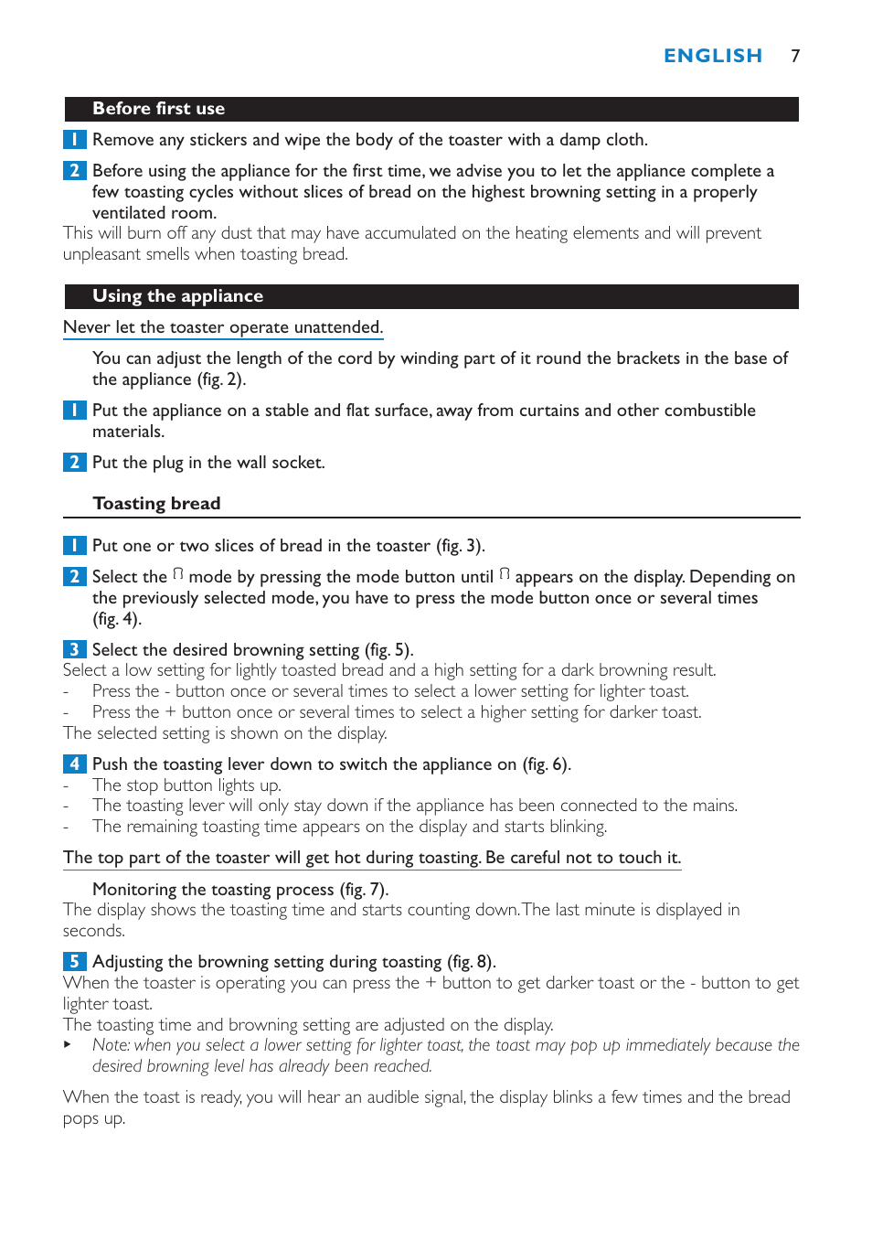 Philips Aluminium Collection Toaster User Manual | Page 7 / 80
