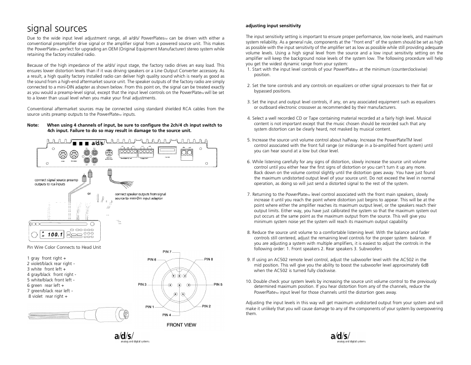 Signal sources | a/d/s/ PQ40.2 User Manual | Page 6 / 12