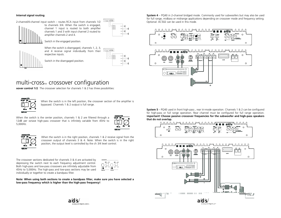 Multi-cross, Crossover configuration | a/d/s/ PQ40.2 User Manual | Page 9 / 12