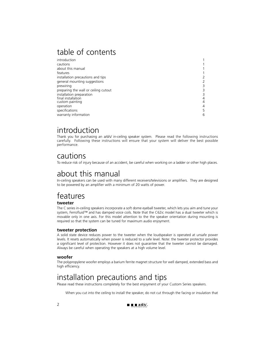 a/d/s/ C62ic User Manual | Page 2 / 8