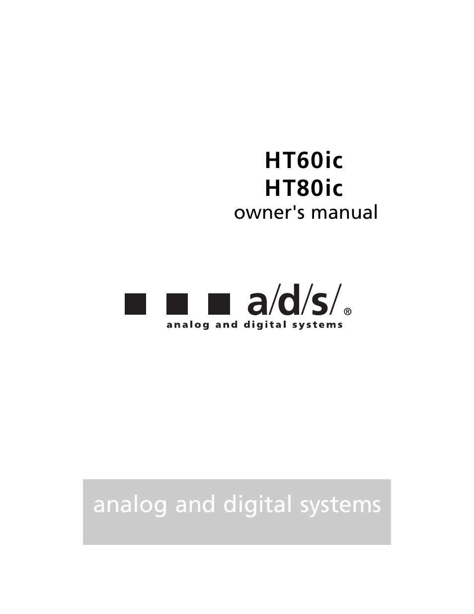 a/d/s/ HT60ic User Manual | 8 pages